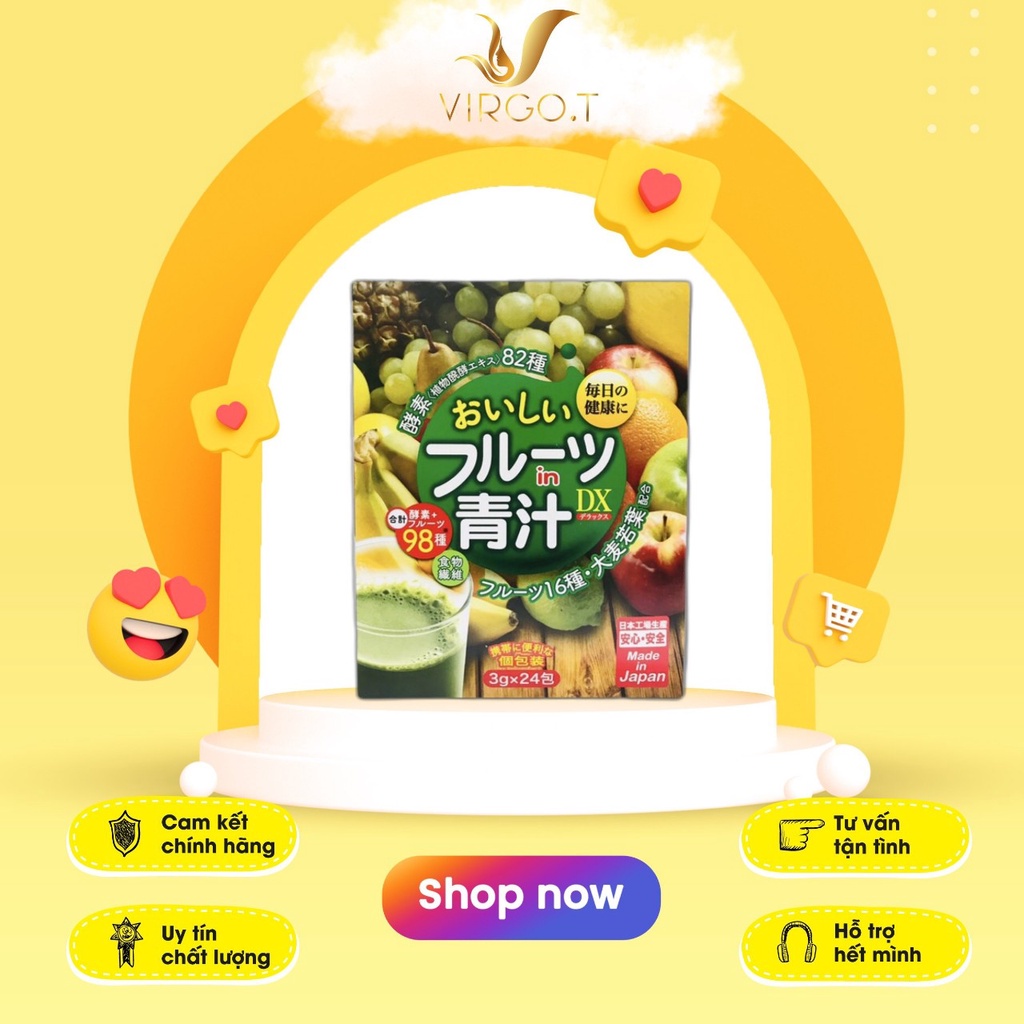 Bột Rau Củ Trái Cây Aojiru DX Tổng Hợp 98 Loại Bổ Sung Vitamin Dưỡng Chất Nhật Bản - Hộp 24 gói