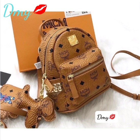 Balo thời trang cho nữ size 22 thương hiệu MCM da thật cao cấp-full tag-túi vải-ko kèm ví