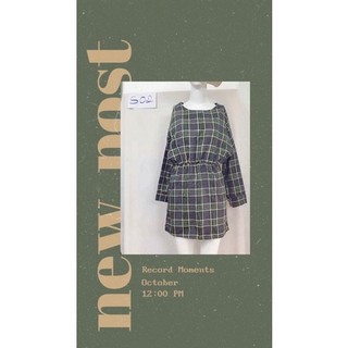 Đầm váy suông nhẹ kẻ cảo xanh size S-M.S02