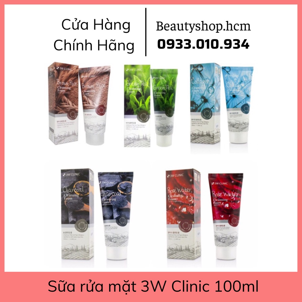 Sữa rửa mặt 3W Clinic 100ml đủ 5 loại