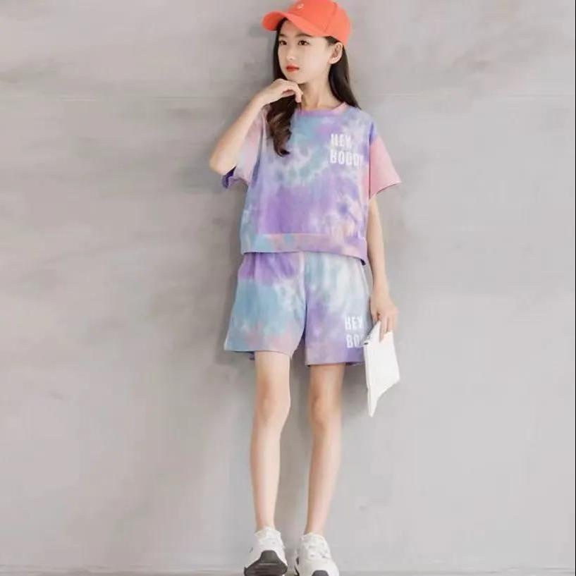 Bộ Áo Thun Tay Ngắn + Chân Váy Cỡ Vừa Thời Trang Mùa Hè Hàn Quốc 2022 Dành Cho Bé Gái