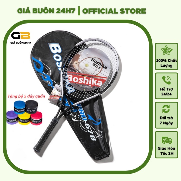 Vợt Tennis BOSHIKA chất lượng cao tặng 2 dây quấn vợt, túi đựng, vợt t