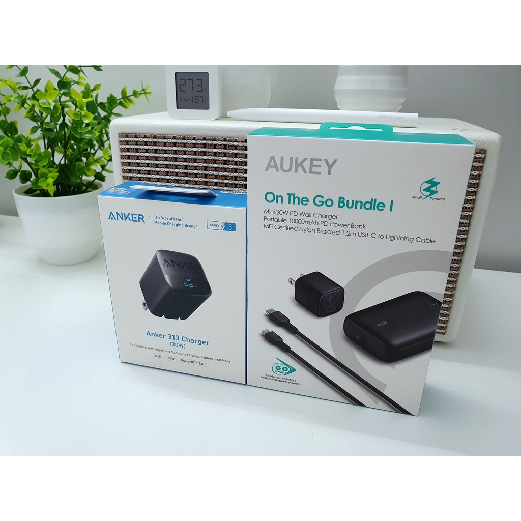 Combo pin sạc aukey củ PA-B1 20W, cáp C to L CB-CL1 và Pin 10.000 mAh PB-N83S