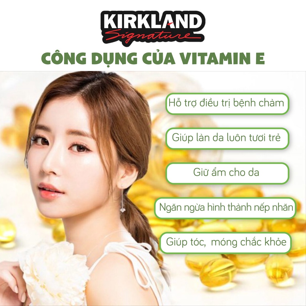 Vitamin E Kirkland Signature 400 IU của Mỹ lọ 500 viên hỗ trợ làm đẹp, dưỡng ẩm cho da