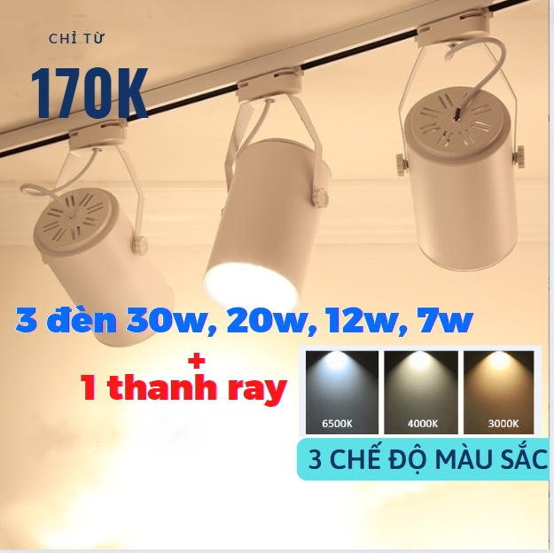 Combo 3 đèn rọi ray + 1 ray 1 mét tiết kiệm năng lượng