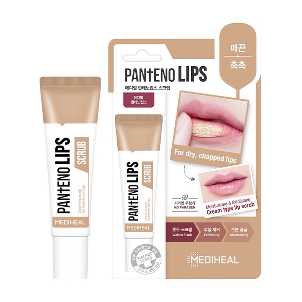 Tẩy Tế Bào Chết Môi và Mặt nạ ngủ Môi Mediheal Pantenolips Scrub