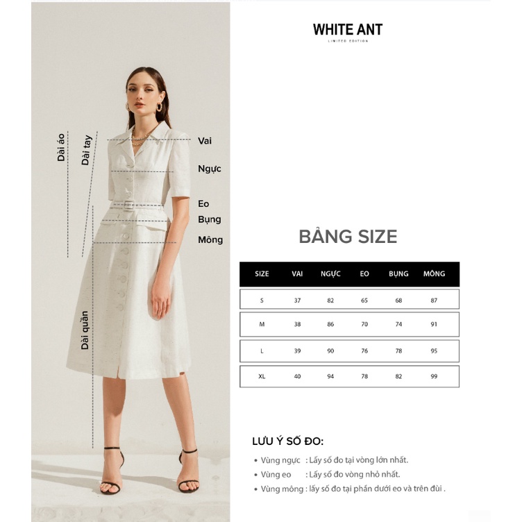 Đầm Dáng Xòe Phối Cổ Tay Lỡ Nữ White Ant KARAMAT A-LINE DRESS 120400215