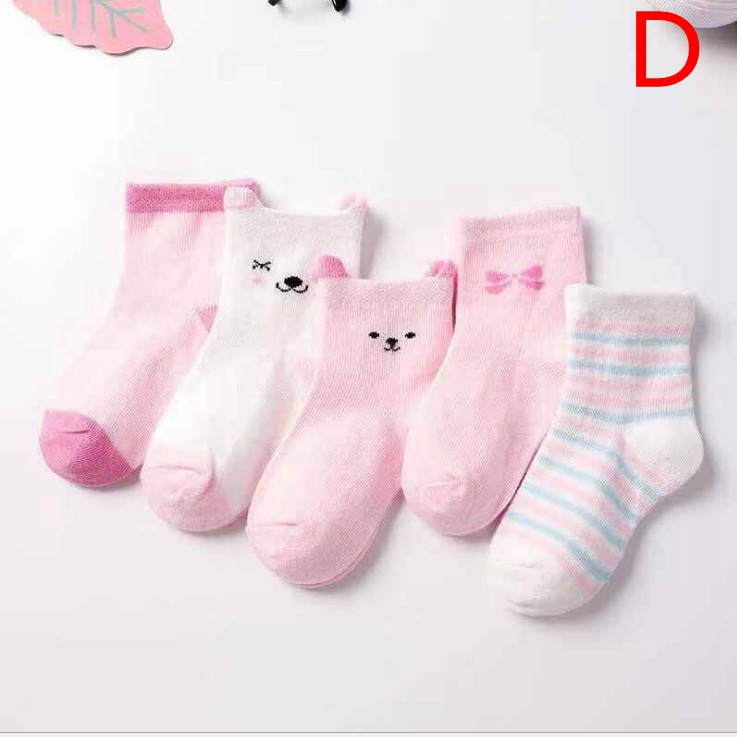 Set 5 đôi vớ cotton SANLUTOZ thiết kế động vật cho bé trai và bé gái sơ sinh