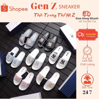 Dép quai ngang mlb ny chữ thêu freesize, dép lê nam nữ đế cao su non tăng 3cm trending 2022 full box + deal