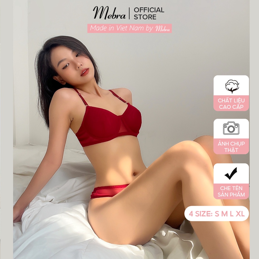 Bộ đồ lót lưới xuyên thấu có gọng nâng quần lót lọt khe nhiều màu gợi cảm sexy cao cấp Mebra S030B