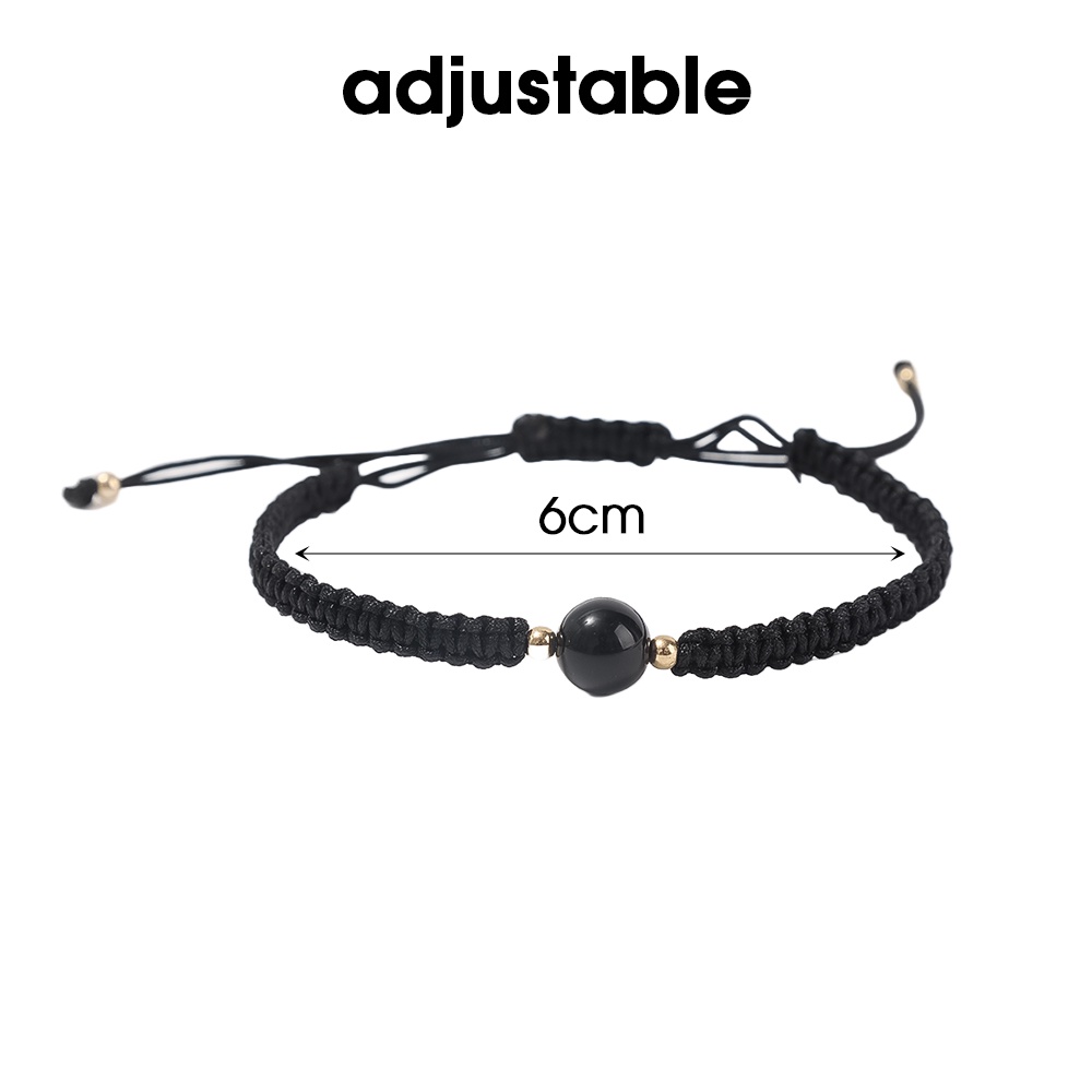 Vòng Đeo Tay Chuỗi Hạt Đá Obsidian Tự Nhiên Thời Trang Cho Cặp Đôi