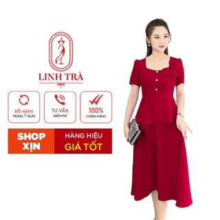 Đầm Trung Niên [ Linh Trà ] (TM 592) Sang Trọng Quý Phái Thanh Lịch Big Size Phù Hợp Với Các Cô Các Chị U35 đến U65