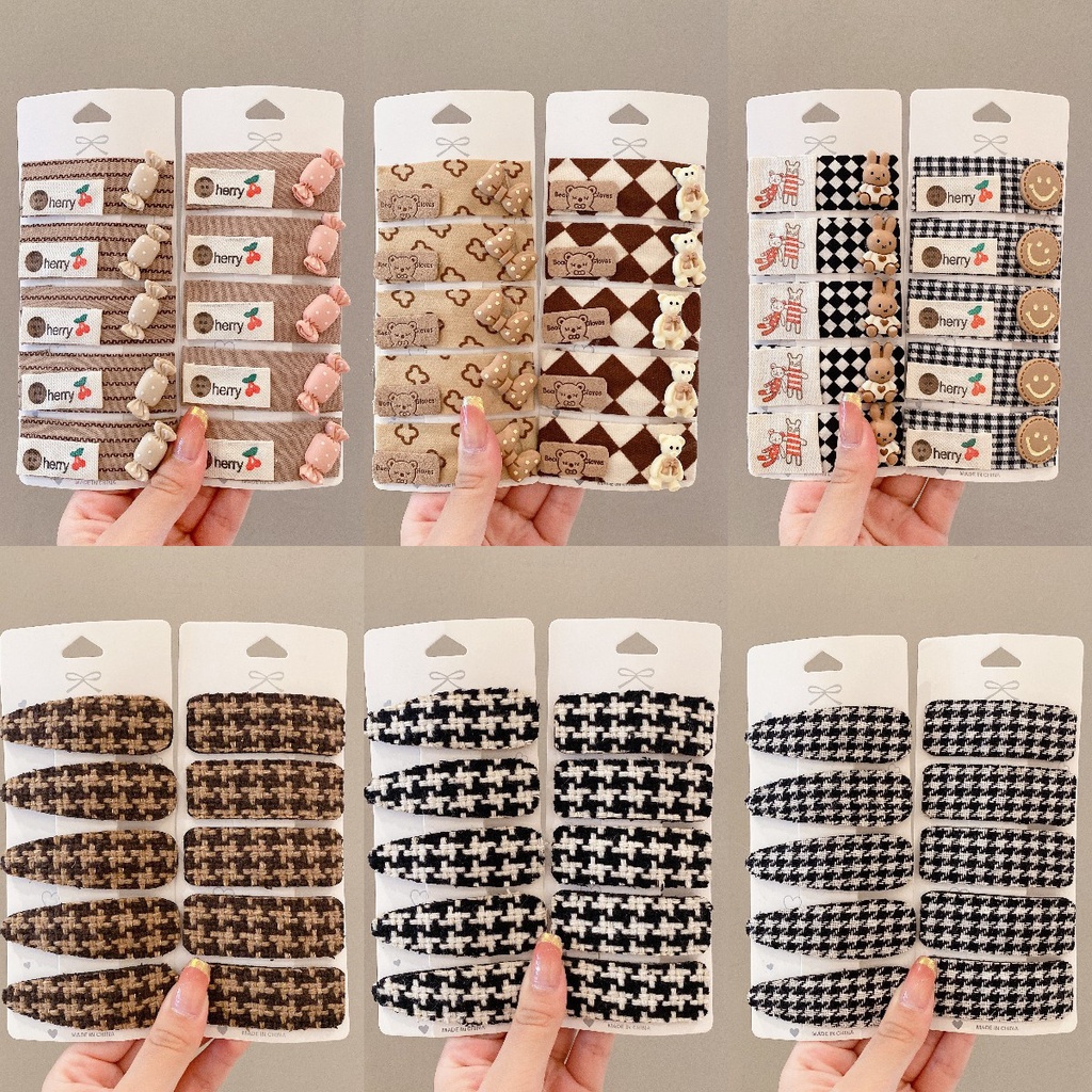 5/6pcs Kẹp Tóc Lông Nhung Thời Trang Thu Đông Hàn Quốc Cho Nữ