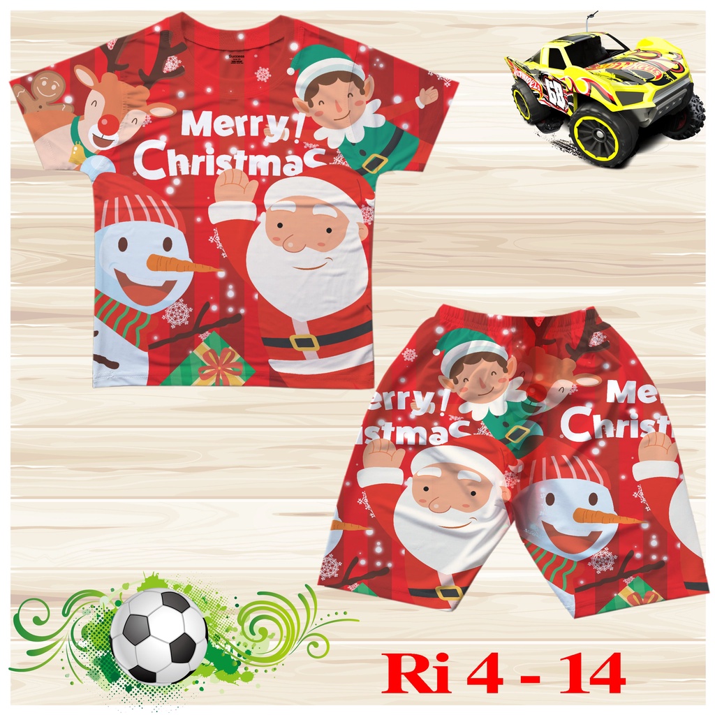 Đồ bộ cộc tay cho bé hình Ông già Noel size 18-36KG chất thun lạnh Thái mát
