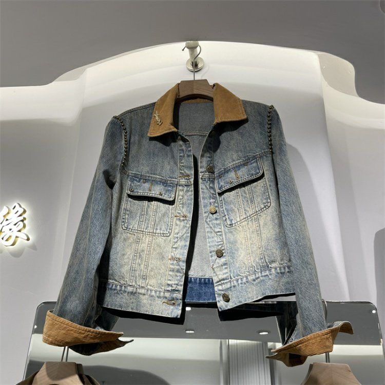 Áo Khoác Denim Dáng Ngắn Thiết Kế Mới Mùa Thu 2022 Phong Cách Châu Âu Cho Nữ