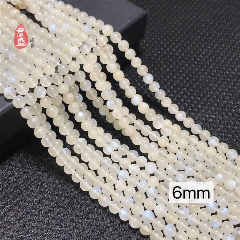 Bán Trực Tiếp Từ Nhà Máy Sri Lanka Chuỗi Hạt Đá Mặt Trăng Tròn Trắng Dùng Làm Trang Sức diy