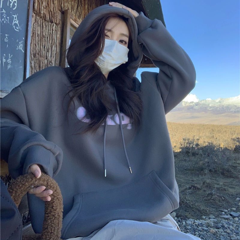 SUXI Áo Nỉ Nữ Dài Tay Có Mũ Thời Trang Hàn