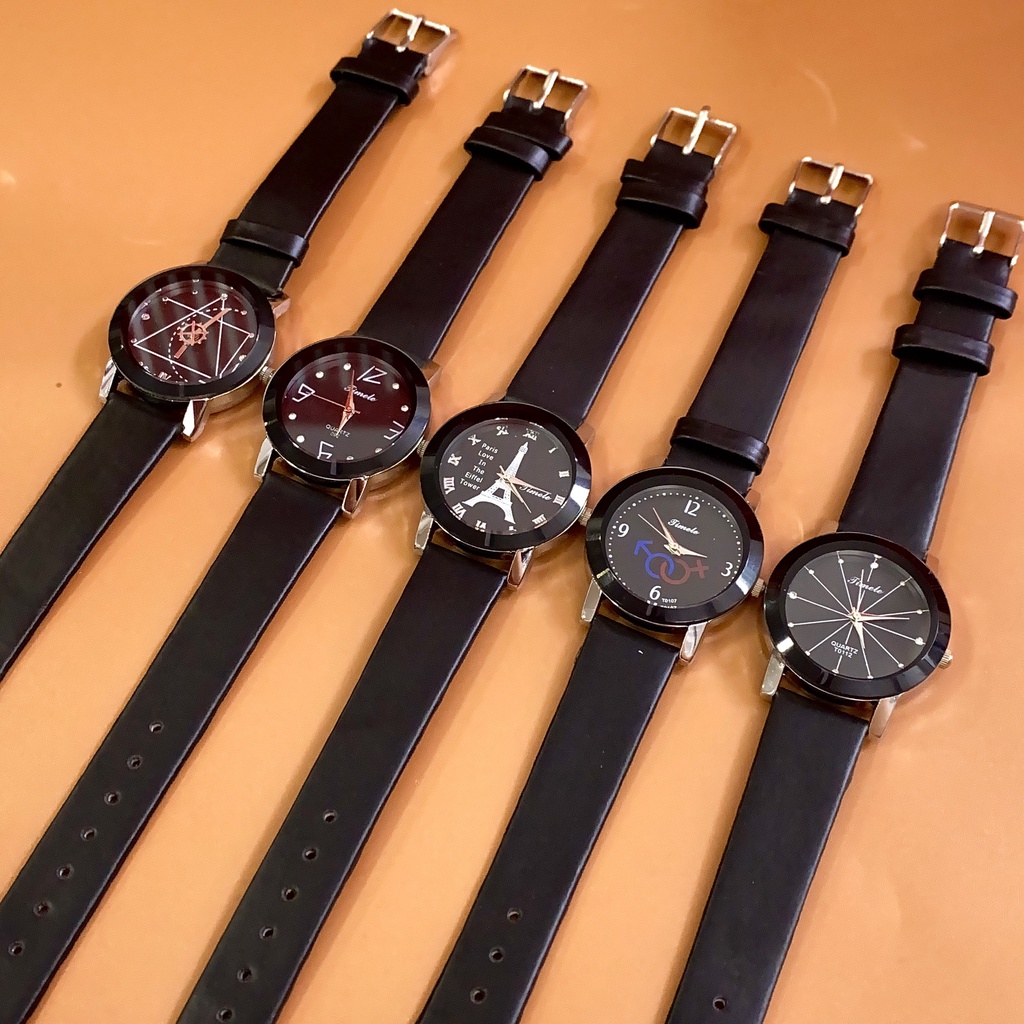 Đồng hồ nữ Timele dây da basic màu đen nhiều hình dáng lên form chuẩn Yon Shop