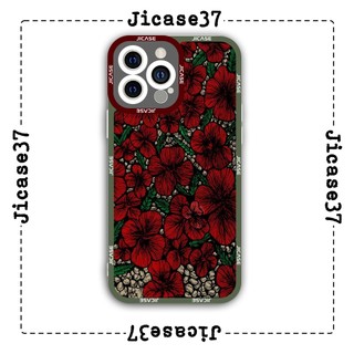 Ốp lưng iphone và samsung xiaomi oppo cạnh vuông Jicase hoạ tiết hoa đỏ 
