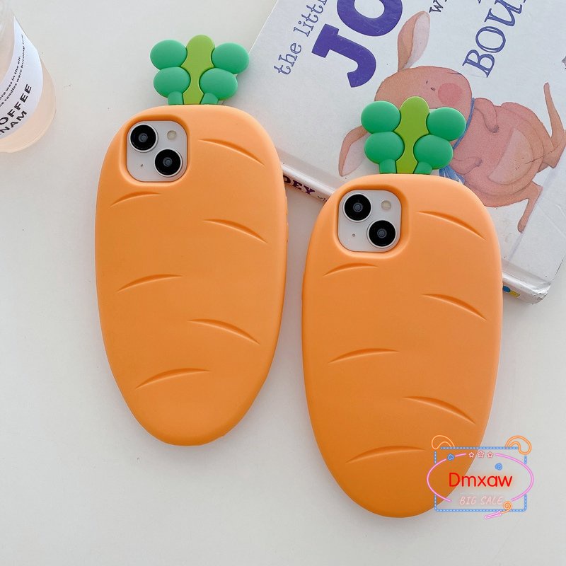 Ốp Điện Thoại Silicon Cao Su Mềm Hình Củ Cà Rốt Lá Cây Hoạt Hình Dễ Thương Cho iPhone 14 Pro Max 13 Pro Max 12 Pro Max 11 Pro Max