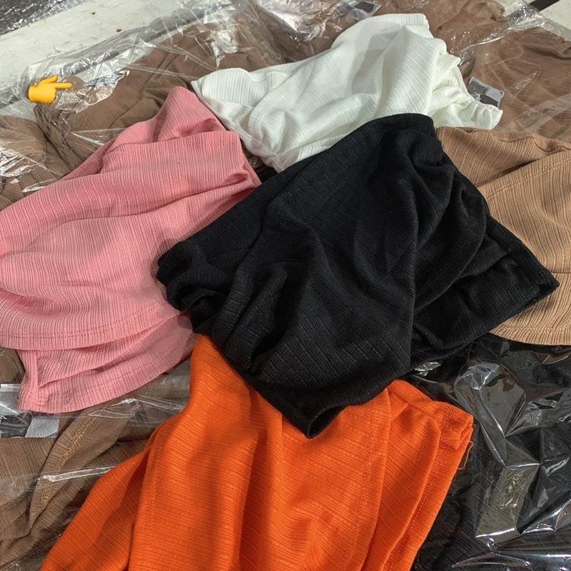 Có mút ngực Áo ống chất vải thun gân len đắp chéo có mút ngực