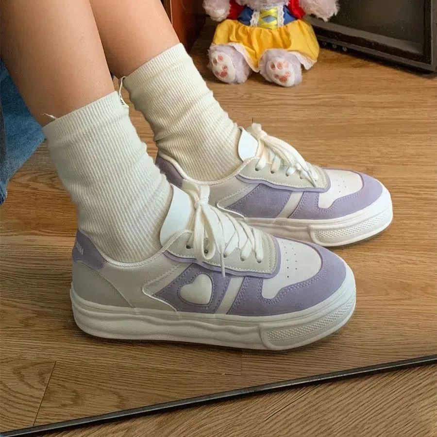 Giày Thể Thao Vải Canvas Màu Tím Thời Trang Mùa Thu Mới Cho Nữ