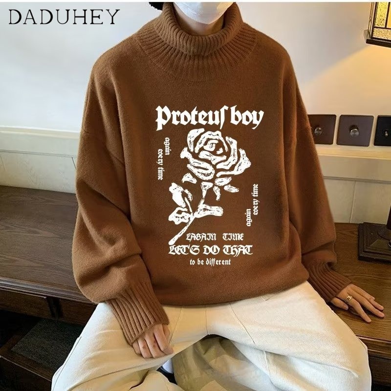 DaDuHey Men's and Women's 2022 Hong Kong Style Autumn and Winter Long-Sleeved Sweater Ins Trendy Loose Sweater
