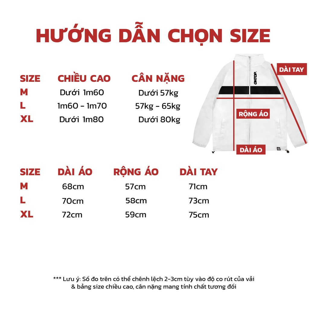 Áo khoác dù nam nữ form rộng màu trắng local brand ONTOP - UNI Jacket O14-AK5