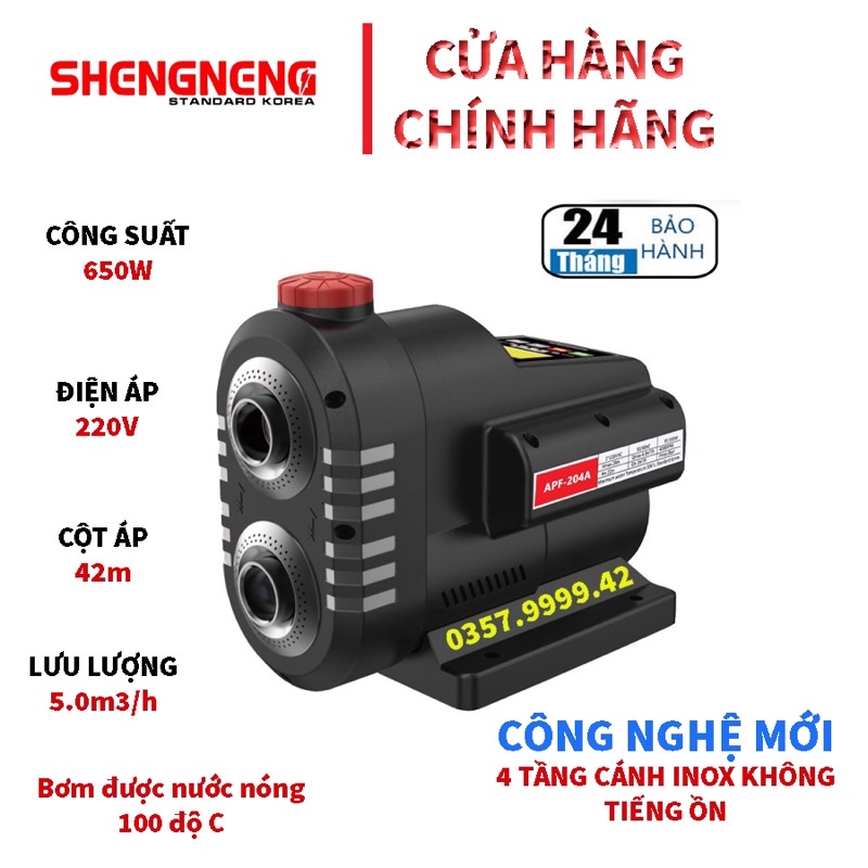 Bơm tăng áp biến tần thông minh không tiếng ồn SHENGNENG APF 204H 650w