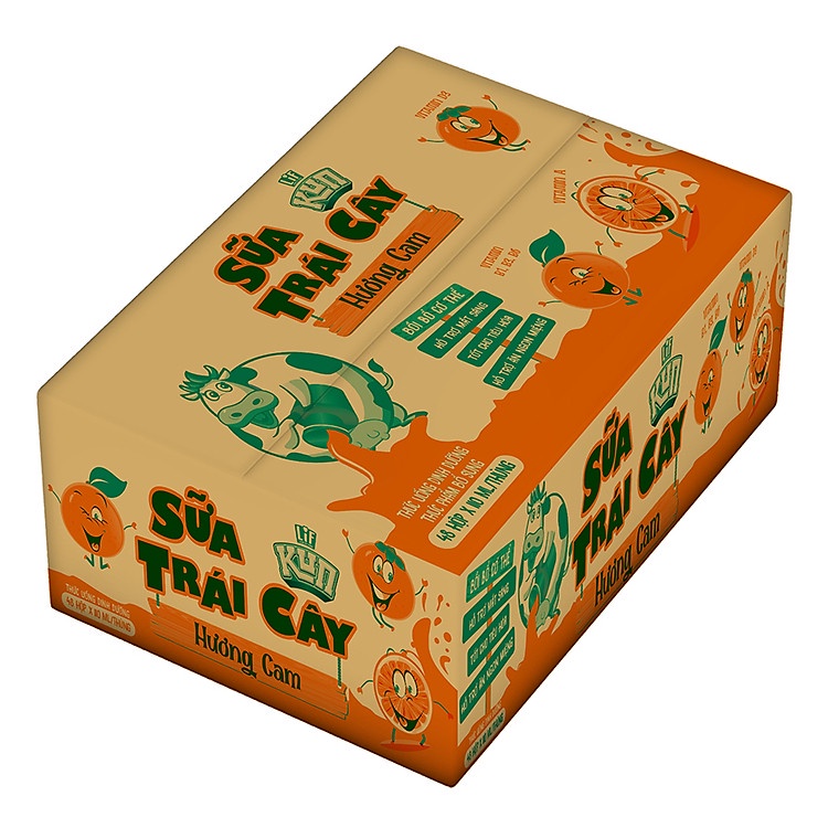Kun sữa trái cây hương cam thùng 48 hộp x110ml