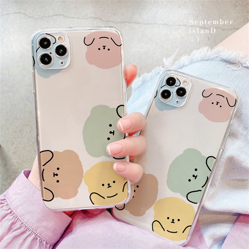 Ốp điện thoại iphone gấu bông cute ốp vuông bảo vệ cam 6/6splus/7/7plus/8/8plus/x/xr/xs/11/12/13/14/pro/max/plus/promax