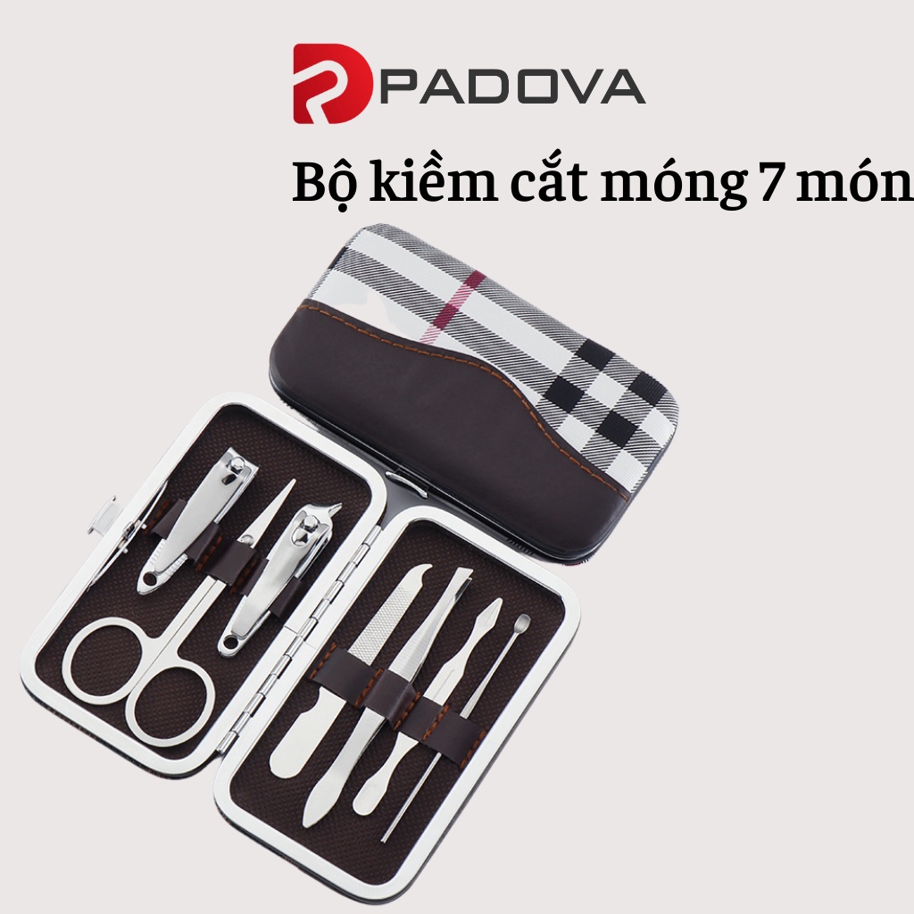 Bộ Kiềm Cắt Móng Tay Chân 7 Món PADOVA Bằng Thép Không Gỉ, Kèm Hộp Đựng 2702