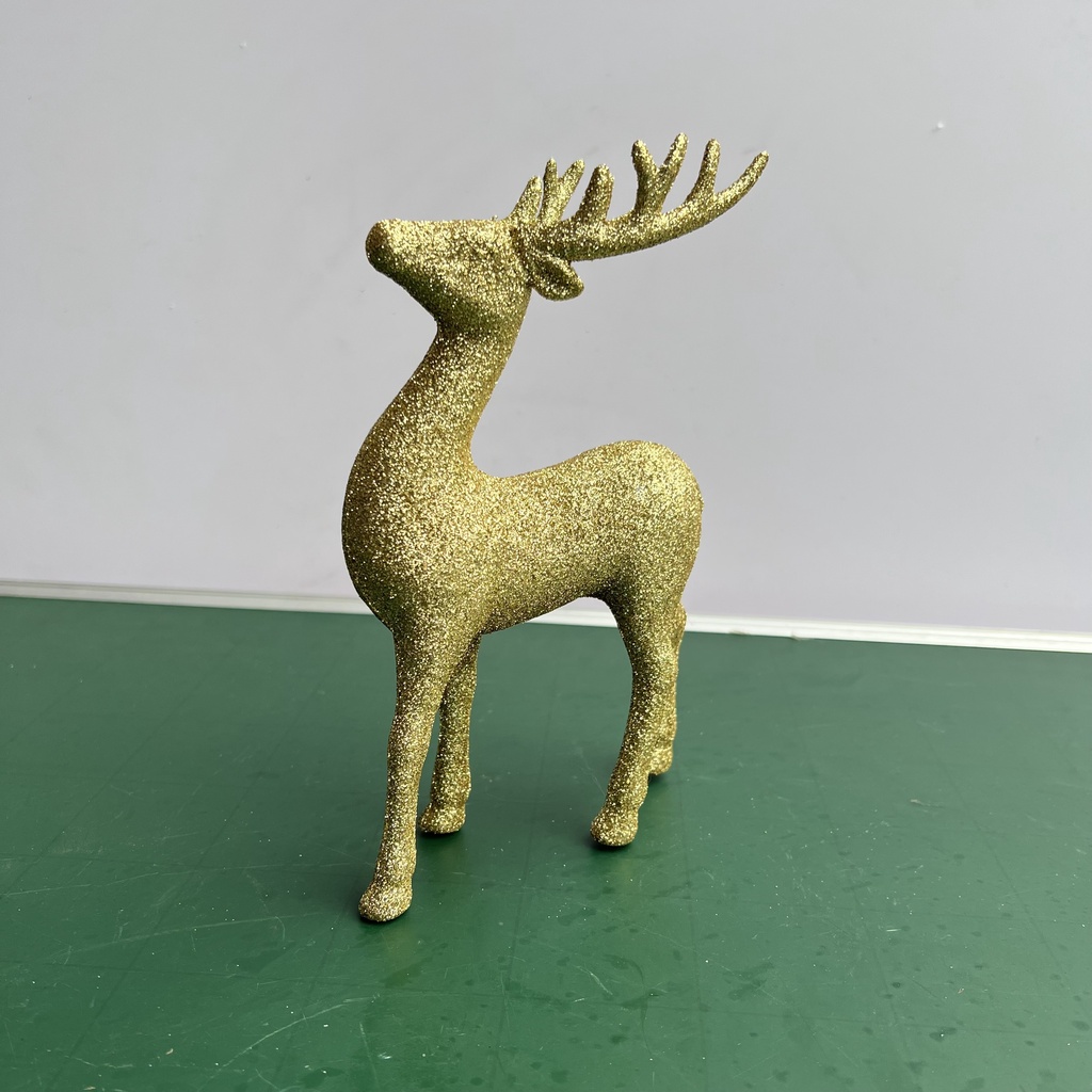 Mô hình tuần lộc đứng, ngựa 1 sừng, hươu bay phủ nhũ vàng decor trang trí Giáng sinh,  treo cây thông Noel