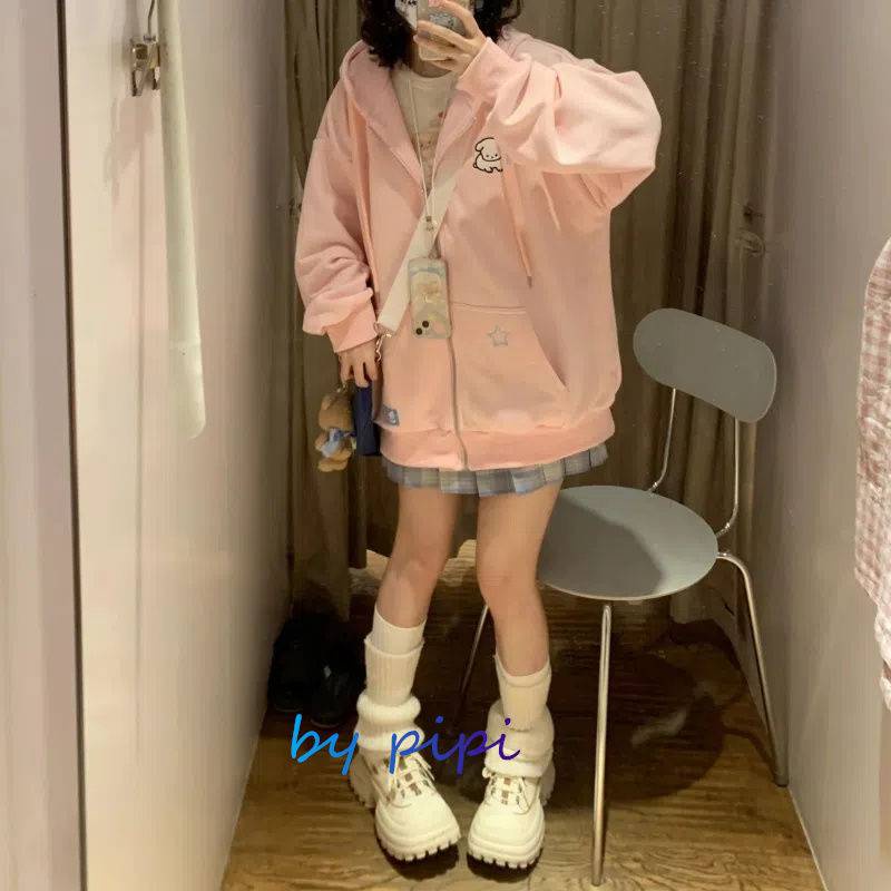 Áo hoodie Áo Khoác Cardigan Có Mũ Trùm Dáng Rộng In Hình Chú Cún / Ngôi Sao Kiểu Nhật Bản Thời Trang Thu Đông 2022 Cho Bạn