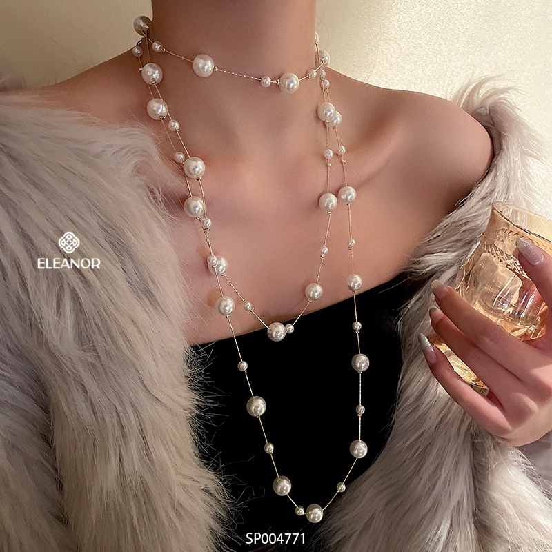Dây chuyền nữ layer ngọc trai nhân tạo Eleanor Accessories dáng dài dạng chuỗi hạt phụ kiện trang sức 4771