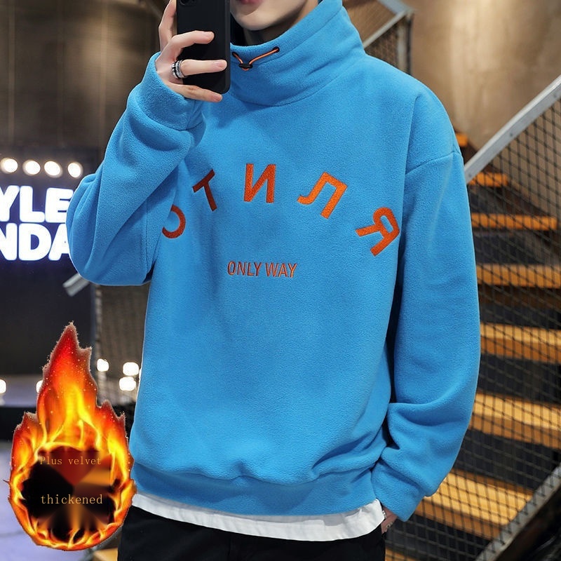 Áo Sweater Lông Cừu Cổ Lọ Dày Dặn Giữ Ấm Mùa Thu Và Mùa Đông Phiên Bản Mới Hàn Quốc Cho Nam