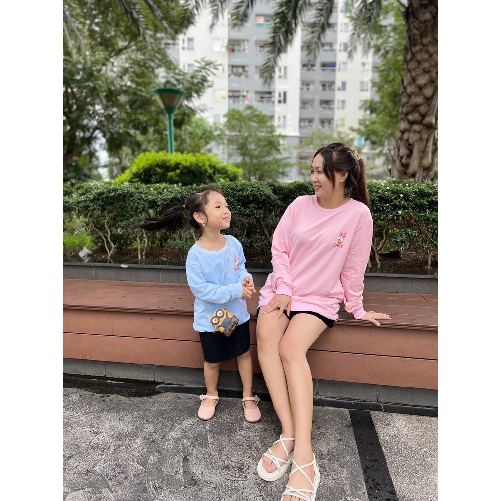 Áo Hoodie Gia Đình Familylove - Áo Gia Đình Hoodie Gia Đình Vịt Donald, Daisy, Little Baby Chất Nỉ Da Cá Cotton 100%