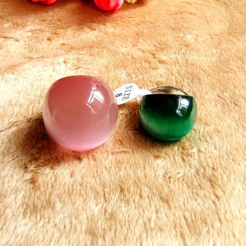 Nhẫn Thép Titan Không Phai Màu Đính Đá Opal Màu Xanh Lá Sang Trọng Cho Nữ