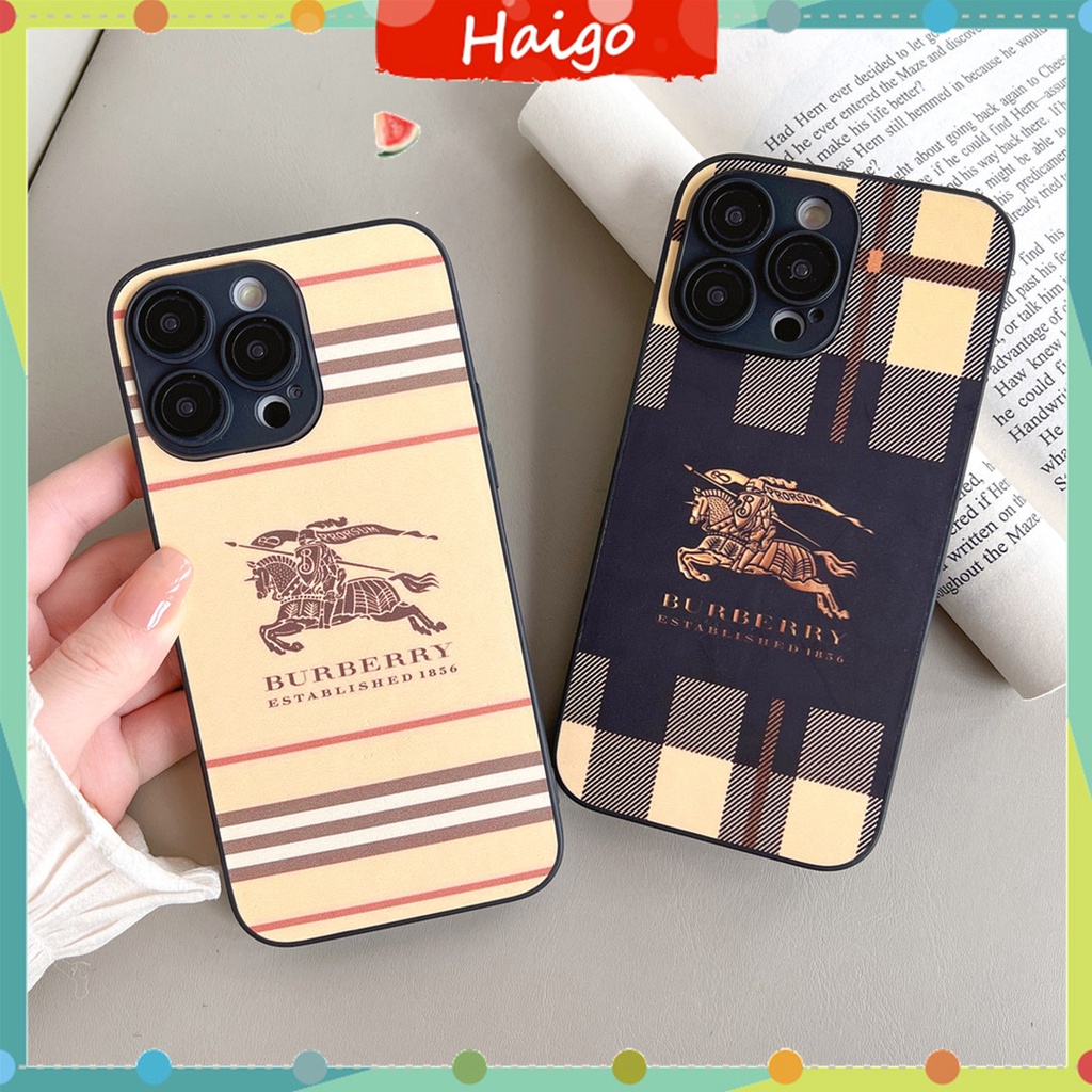 Ốp Điện Thoại Nhựa Cứng Bọc Da Họa Tiết Burberry Cho iPhone14 13 12 Mini 11 PRO MAX 6 / 6s 7 / 8plus SE2 X / XS XR XSMAX #Hg5423
