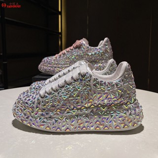 Hàng Châu Âu Giày Thể Thao Đế Xuồng Dày Dặn Đính Đá Rhinestone Phong Cách Đường Phố Mới 2022 Phổ Biến Dành Cho Bạn Nữ