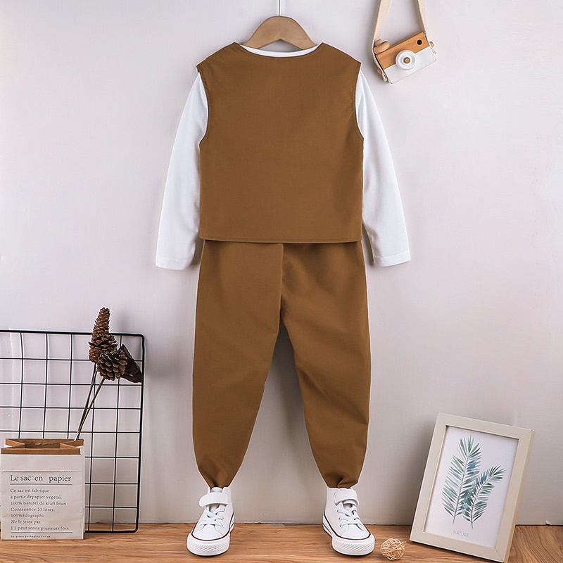 Combo bộ đồ vest bé Trai 4-7 tuổi Áo Thun dài tay quần dài set thời trang cho bé trẻ em sơ sinh