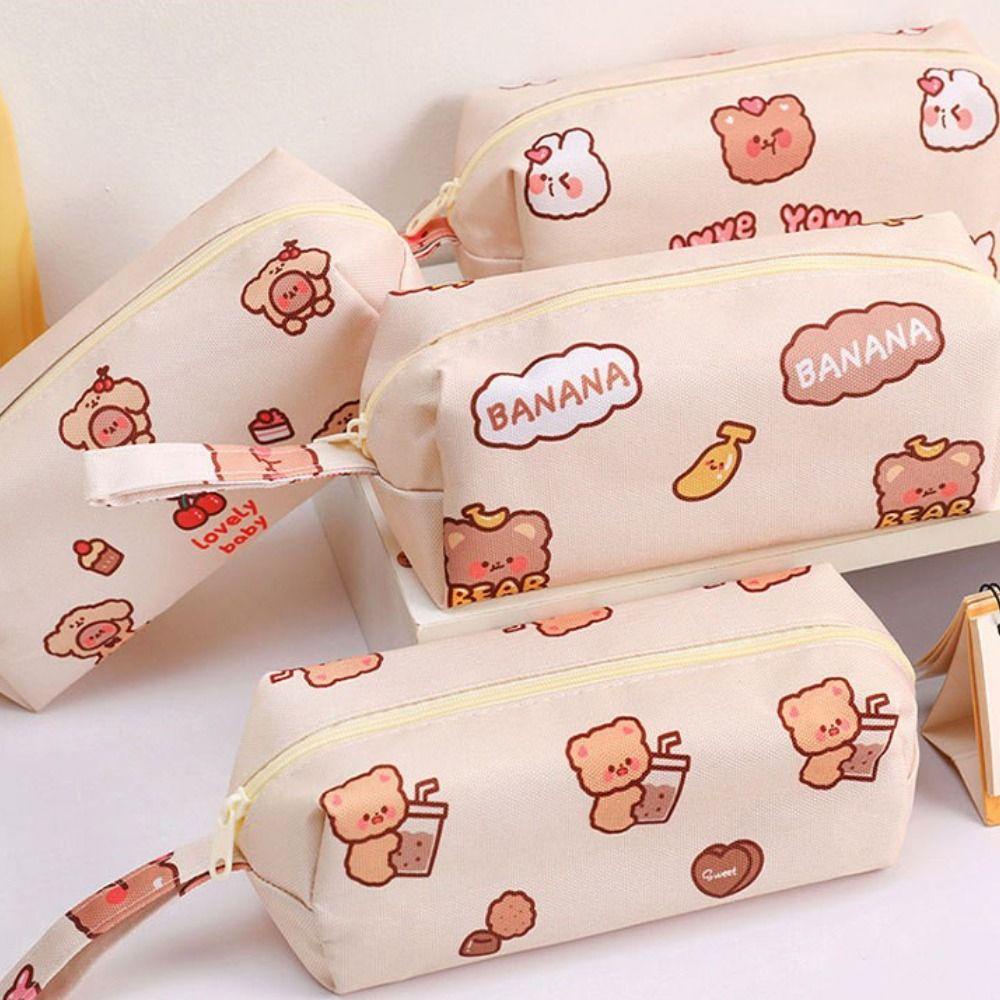 Túi Đựng Bút Bằng Vải Canvas Để Bàn Phong Cách Hàn Quốc