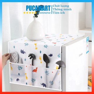 Tấm Phủ Tủ Lạnh PUCA, Khăn Phủ Tủ Lạnh, Tấm Che Tủ Lạnh, Áo Trùm Tủ Lạnh Chống Bụi Có Túi Đựng 2 Bên