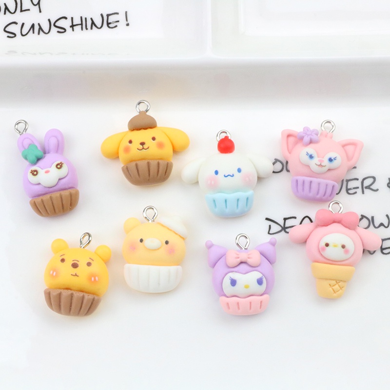 Phụ Kiện Mặt Dây Chuyền / Móc Tai / Dây Chuyền Hình Bánh Cupcake Hoạt Hình Bằng Nhựa resin Thủ Công diy