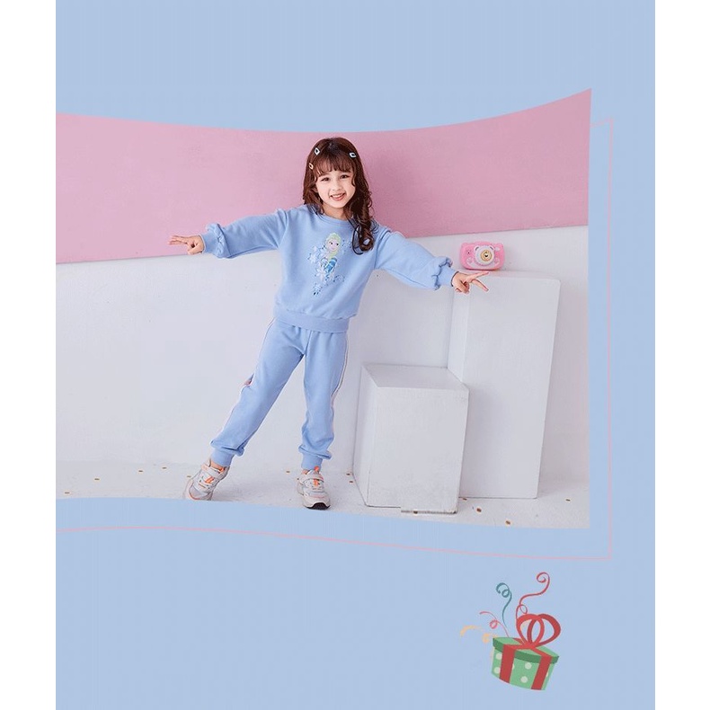 Bộ Nỉ Thu Đông Dài Tay Bé Gái Hình Elsa Siêu Đẹp Hàng QCCC