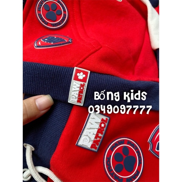 Bộ Nỉ Kéo Khoá Bé Trai Chó Cứu Hộ Đỏ PR