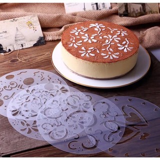 Bộ 4 tấm rắc bột/stencil trang trí bánh kem, bánh tiramisu