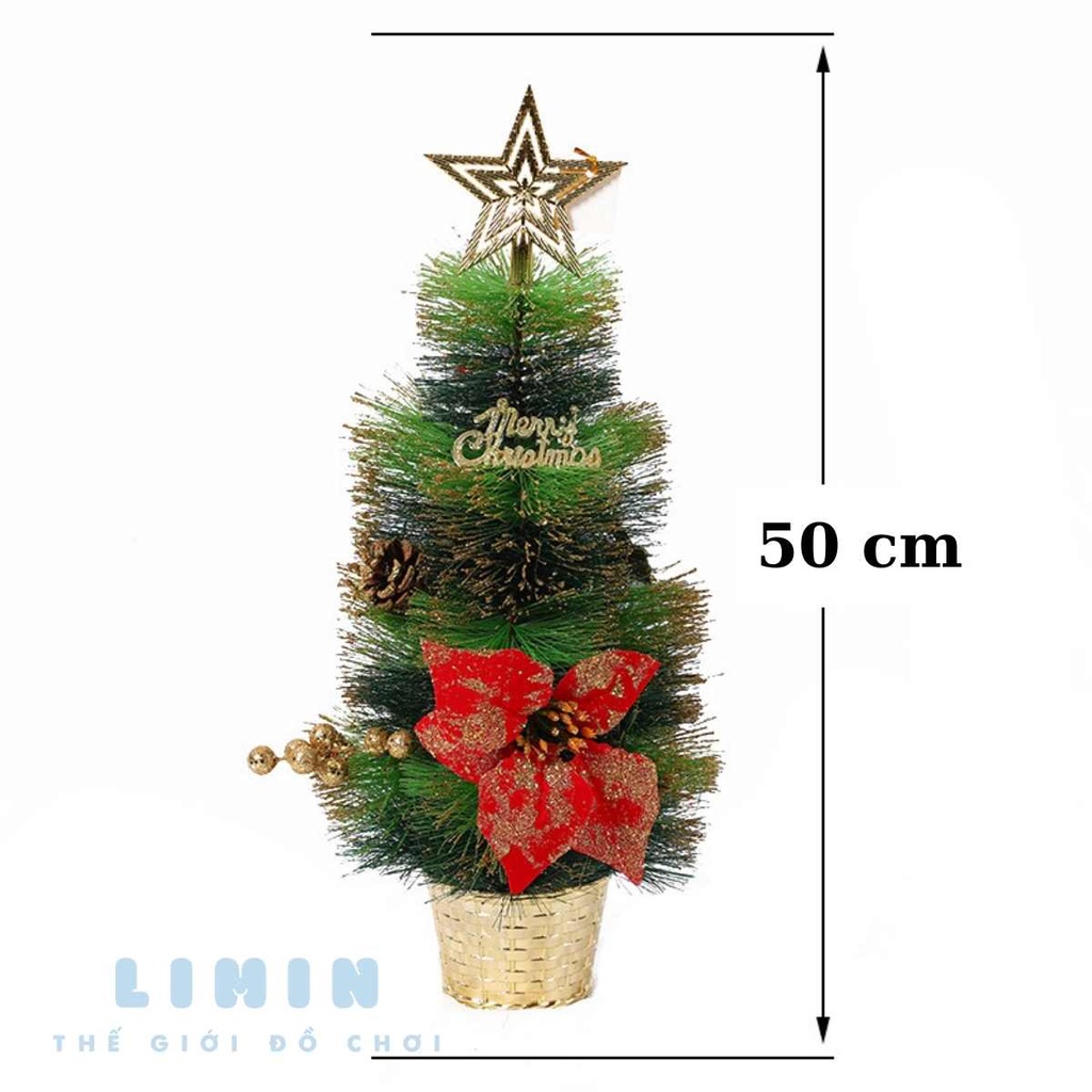 Cây thông giáng sinh mini để bàn trang trí Noel kèm phụ kiện
