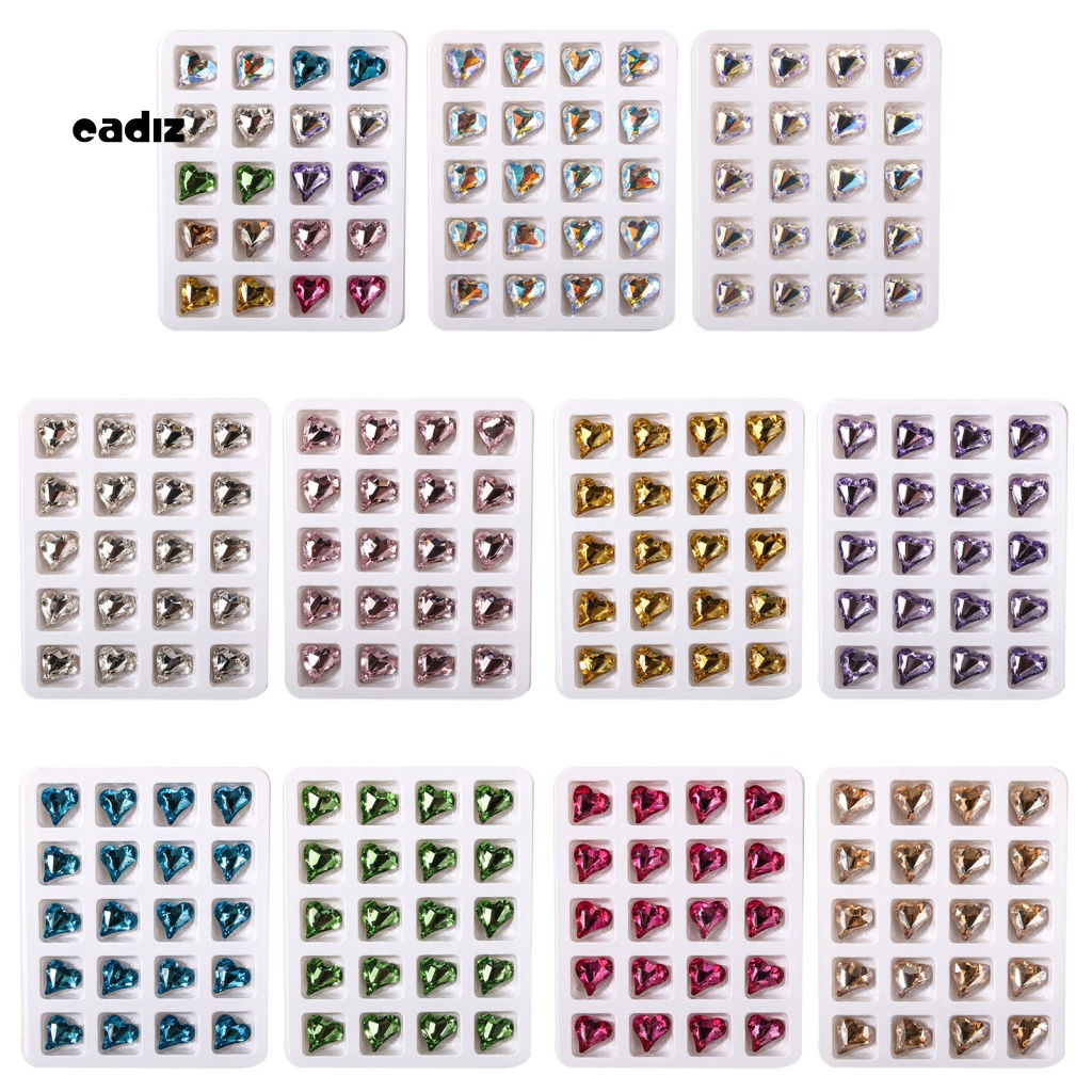 Set 20 Hạt Đá 3D Không Phai Hình Trái Tim Trang Trí Móng Tay / Điện Thoại