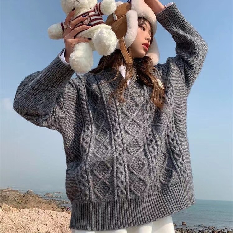 Áo sweater Dáng Rộng Dày Dặn Phong Cách Cổ Điển Cho Nữ